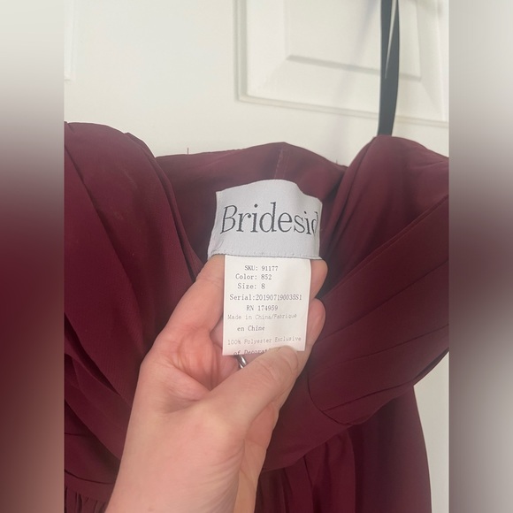 Brideside Burgundy Strapless Bridesmaid Dress - Picture 5 of 6